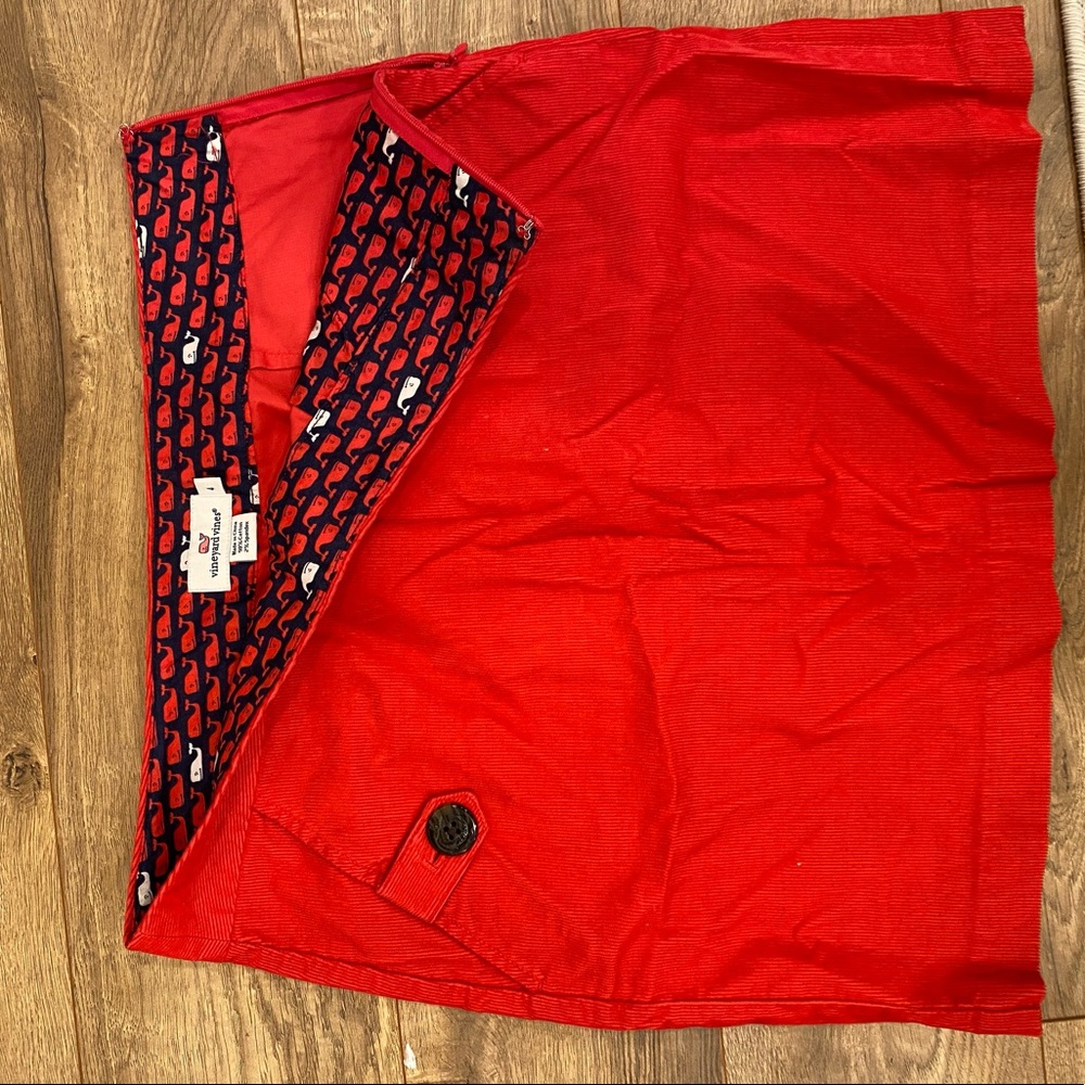 Vineyard vines red corduroy skirt.